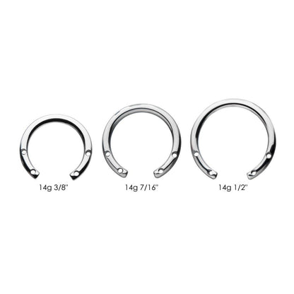 Titanium 4 Drilled Hole Front-set Circular Barbell