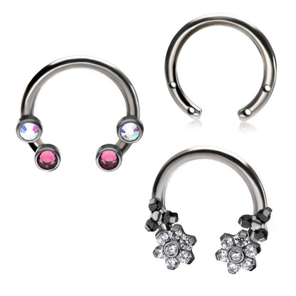 Titanium 4 Drilled Hole Front-set Circular Barbell