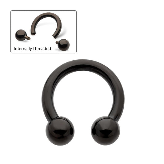 Black PVD Titanium Internally Threaded Circular Barbells