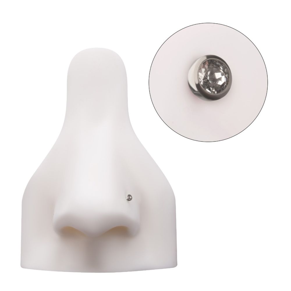 Titanium 2.5mm Bezel Set Preciosa Gem Nose Pin