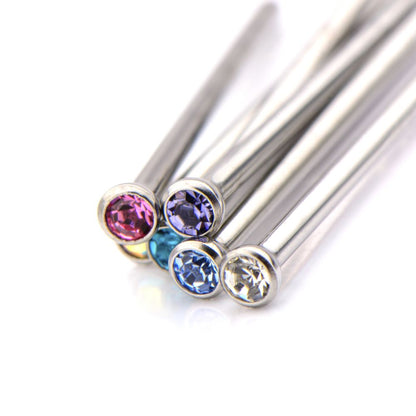 Titanium 2mm Bezel Set Austrian Crystal Nose Pin