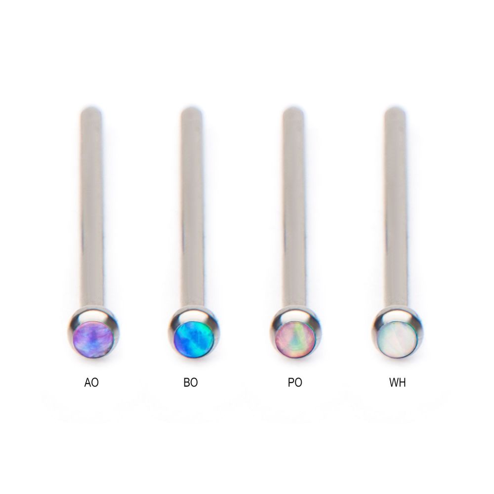Titanium Bezel Set Synthetic Opal Nose Pin