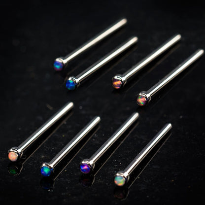 Titanium Bezel Set Synthetic Opal Nose Pin