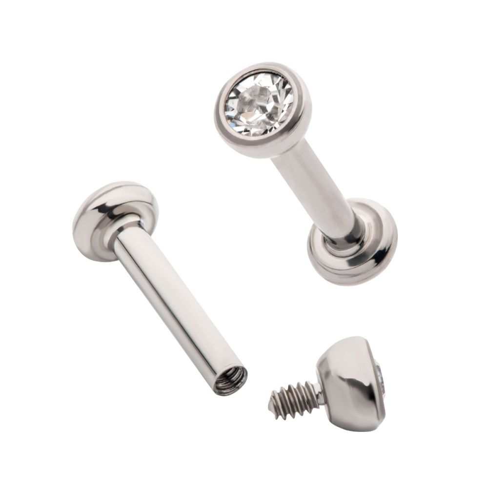 18g Titanium Internally Threaded 2.5mm Base and Bezel Set Swarovski Crystal Micro Labret