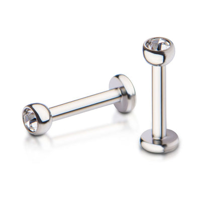 18g Titanium Internally Threaded 4mm Base and Bezel Set Swarovski Crystal Micro Labret