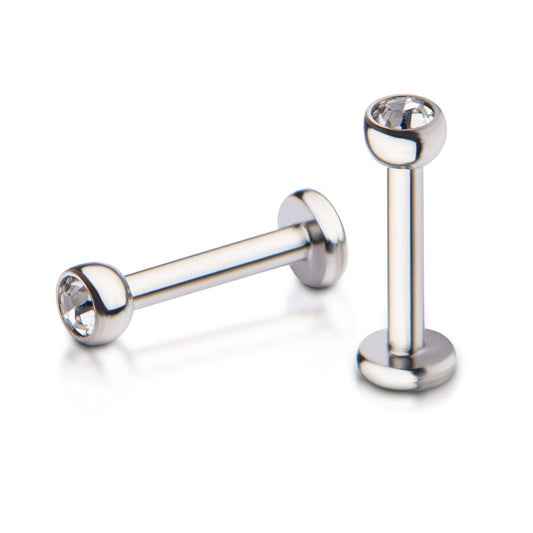 18g Titanium Internally Threaded 4mm Base and Bezel Set Swarovski Crystal Micro Labret