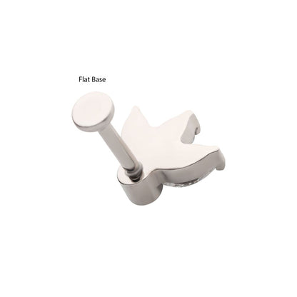 Titanium Internally Threaded Flat Base Labret with 3-Cluster Marquise CZ Fan Top