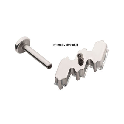 Titanium Internally Threaded Flat Base Labret with Prong Set Baguette CZ Diagonal 3-Cluster Top