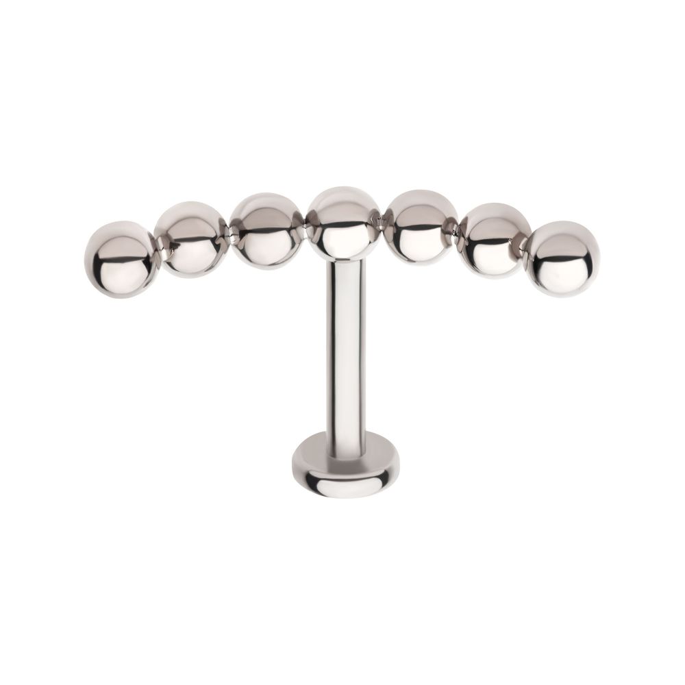 Titanium Internally Threaded Flat Base Labret with 7-Cluster Bead Top
