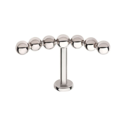 Titanium Internally Threaded Flat Base Labret with 7-Cluster Bead Top