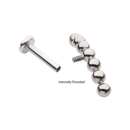 Titanium Internally Threaded Flat Base Labret with 7-Cluster Bead Top