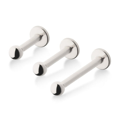 Titanium-Internally Threaded Labret with 4mm Base and 3mm Ball