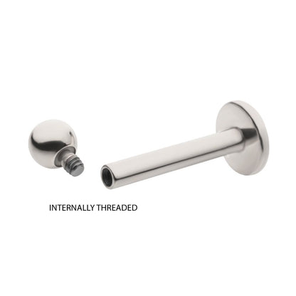 Titanium-Internally Threaded Labret with 4mm Base and 3mm Ball