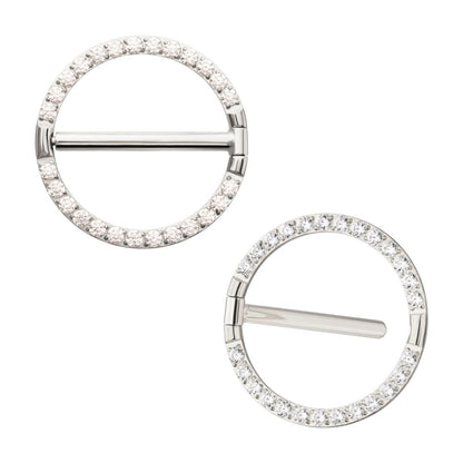 Titanium CNC Set Gem Nipple Clicker Ring | Sold by piece