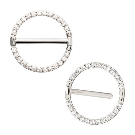 Titanium CNC Set Gem Nipple Clicker Ring | Sold by piece