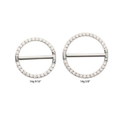 Titanium CNC Set Gem Nipple Clicker Ring | Sold by piece