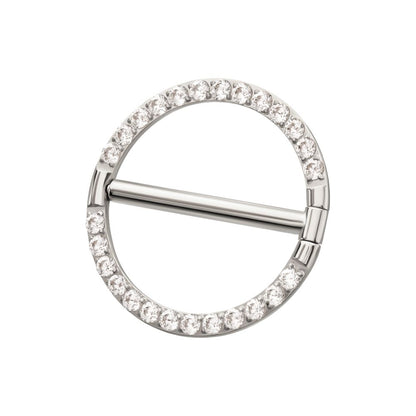 Titanium CNC Set Gem Nipple Clicker Ring | Sold by piece