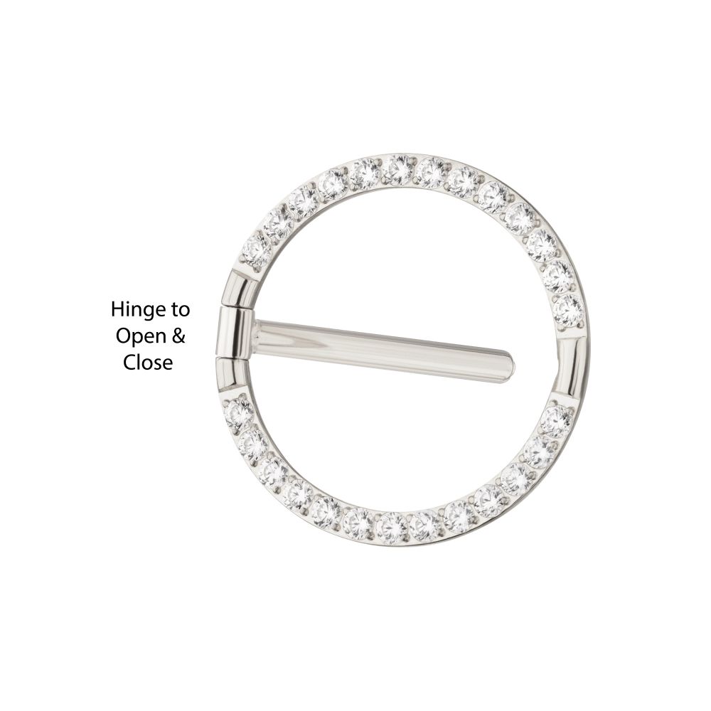 Titanium CNC Set Gem Nipple Clicker Ring | Sold by piece