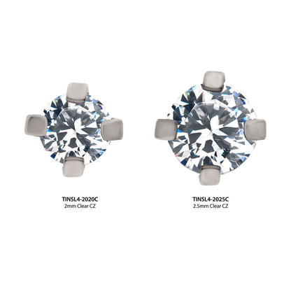 Titanium 4-Prong Set CZ L-Shape Nose Pin