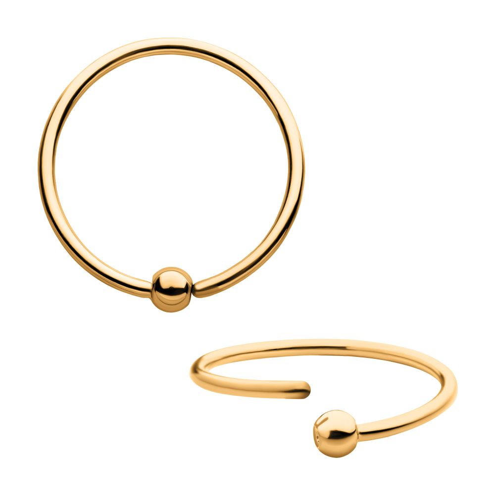 24Kt Gold PVD Titanium Captive Bead Ring with Attached Ball