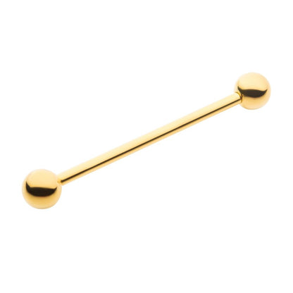 24KT Gold PVD Titanium Internally Threaded Industrial Barbell