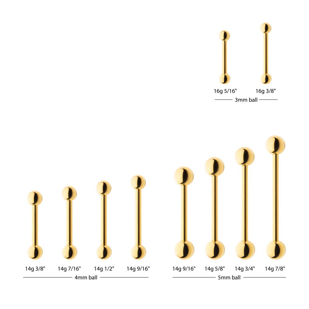 24KT Gold PVD Titanium Internally Threaded Barbell
