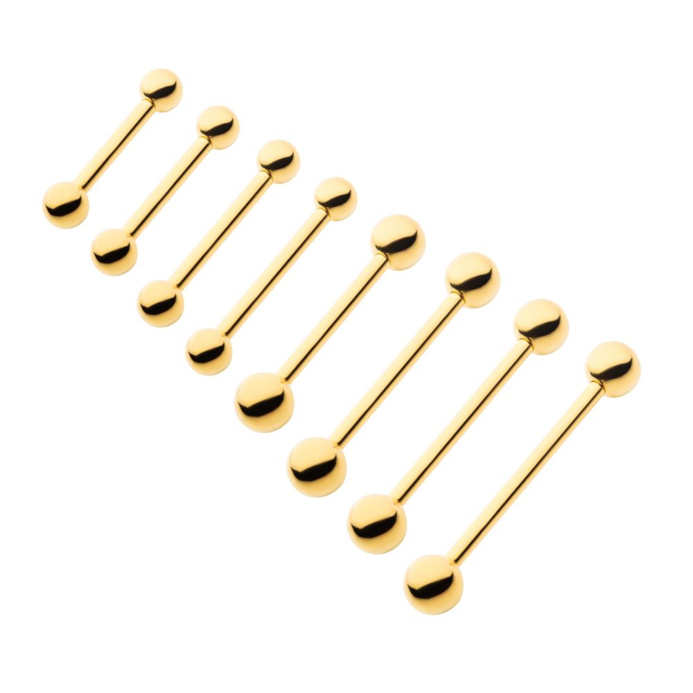 24KT Gold PVD Titanium Internally Threaded Barbell