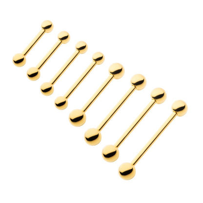 24KT Gold PVD Titanium Internally Threaded Barbell