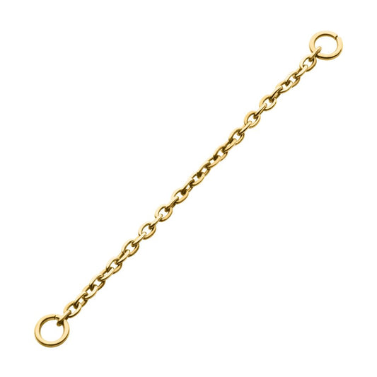 24Kt-Gold PVD Titanium 1.5mm Rolo Chain with 2 Rings