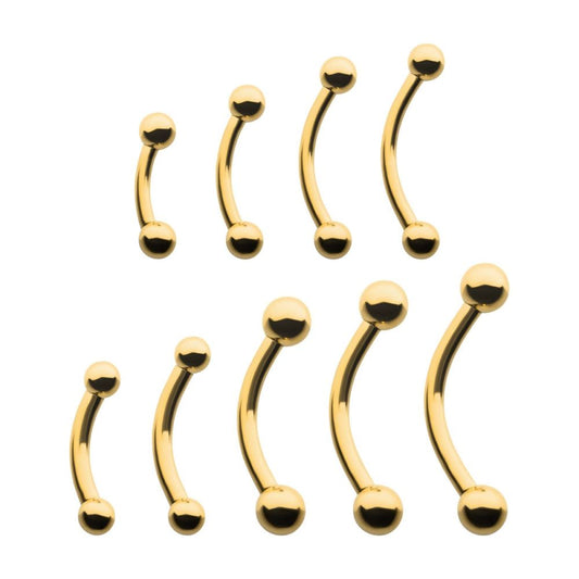 24KT Gold PVD Titanium Internally Threaded Curved Barbell