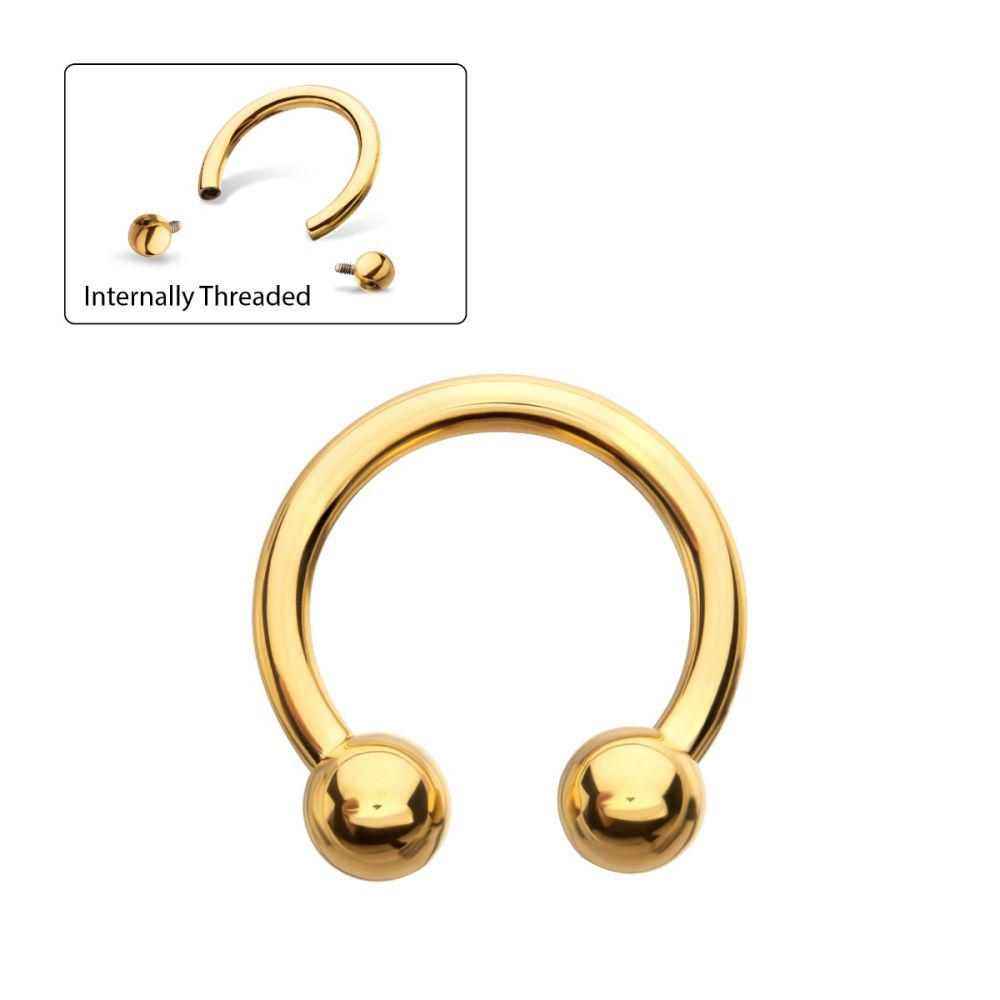 24KT-Gold PVD Titanium Internally Threaded Circular Barbell