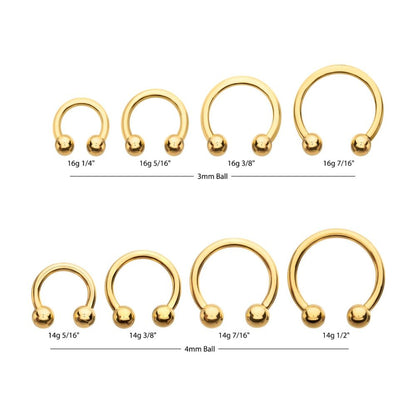 24KT-Gold PVD Titanium Internally Threaded Circular Barbell