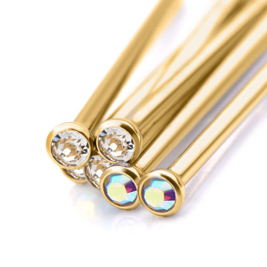 24Kt-Gold PVD Titanium Bezel Set CZ Nose Pin