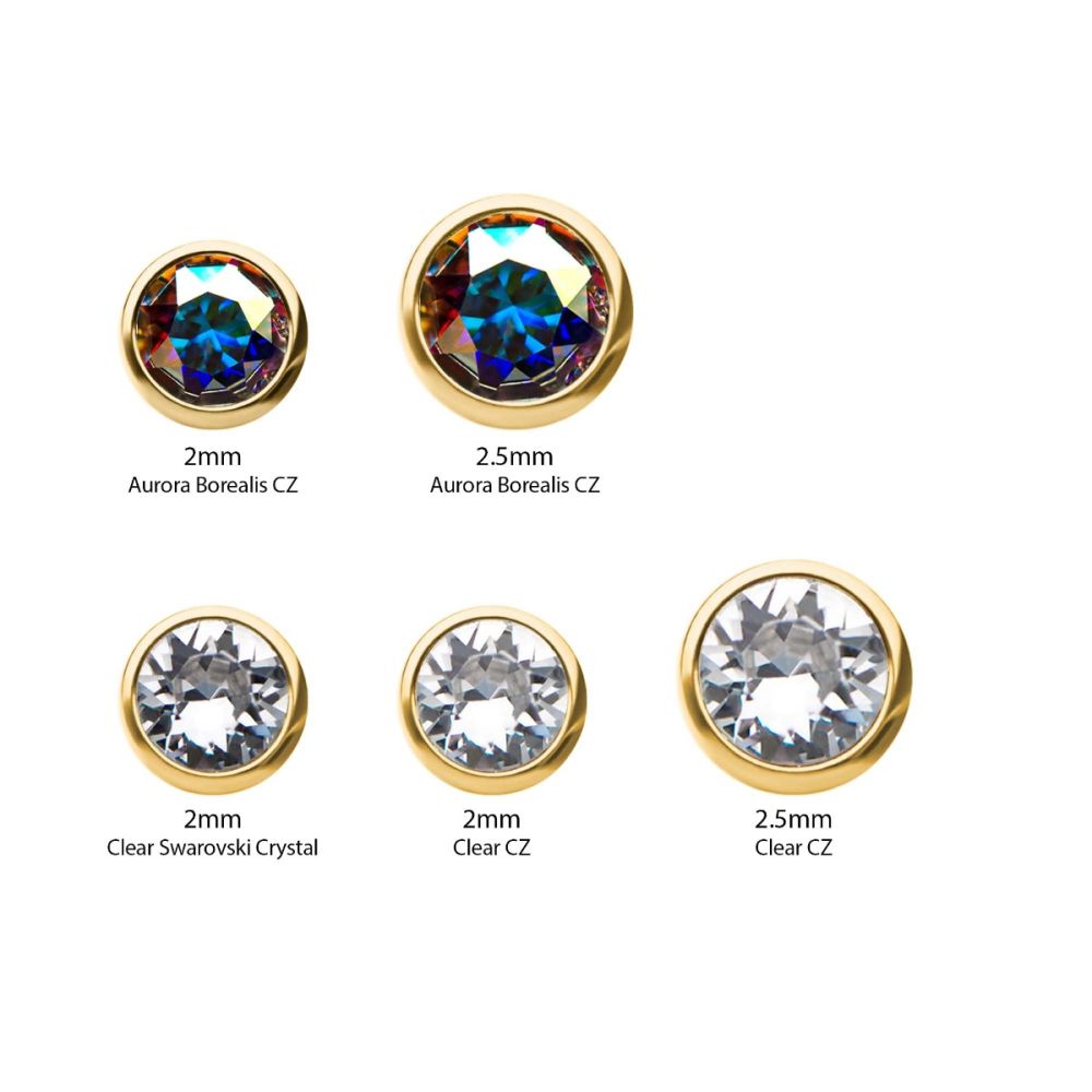 24Kt-Gold PVD Titanium Bezel Set CZ Nose Pin