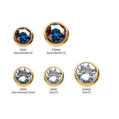 24Kt-Gold PVD Titanium Bezel Set CZ Nose Pin