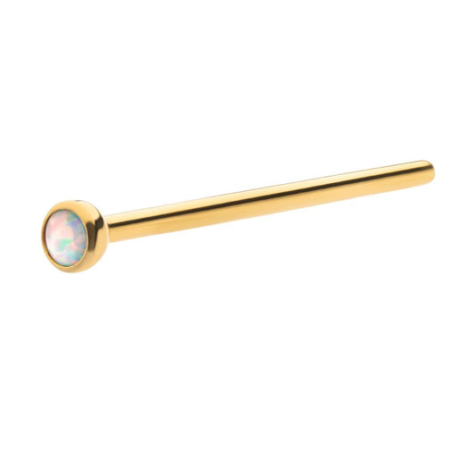 24Kt Gold PVD Titanium Bezel Set  Synthetic Opal Nose Pin