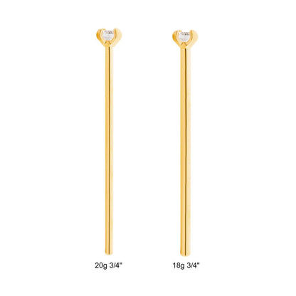 24KT Gold PVD Titanium 4-Prong Set Gem Nose Pin