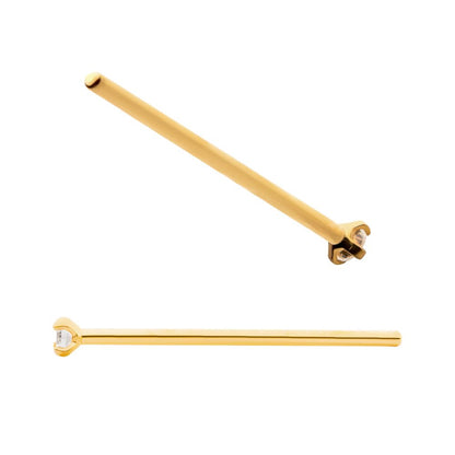 24KT Gold PVD Titanium 4-Prong Set Gem Nose Pin