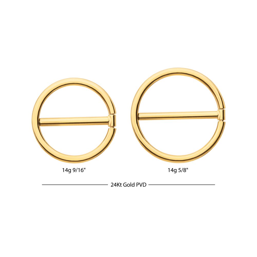 24Kt Gold PVD Titanium Nipple Clicker Ring | Sold by piece