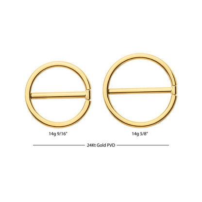 24Kt Gold PVD Titanium Nipple Clicker Ring | Sold by piece