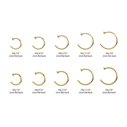 24KT Gold PVD Titanium Flat Back Nose Ring
