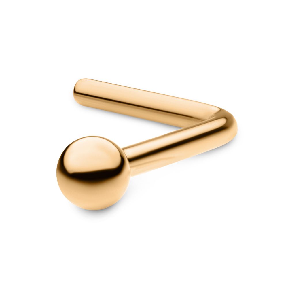 24KT Gold PVD Titanium with 2mm Ball L-Shape Nose Pin