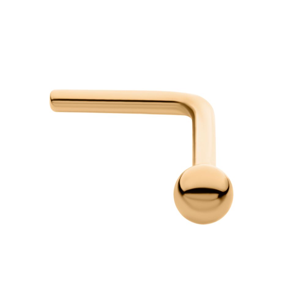 24KT Gold PVD Titanium with 2mm Ball L-Shape Nose Pin