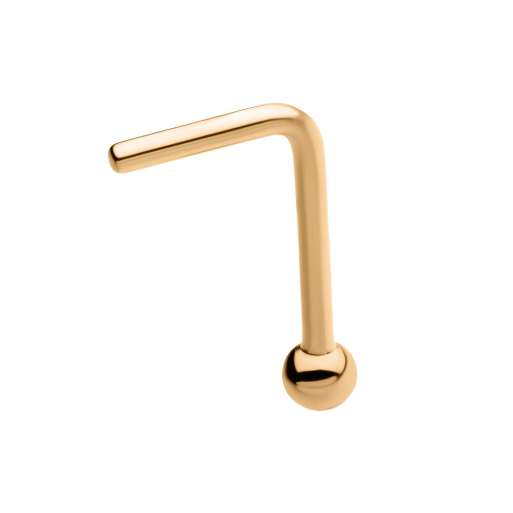 24KT Gold PVD Titanium with 2mm Ball L-Shape Nose Pin