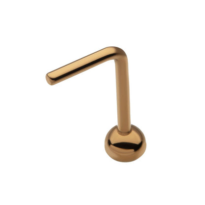 24KT Gold PVD Titanium with Bezel Set Swarovski Crystal L-Shape Nose Pin