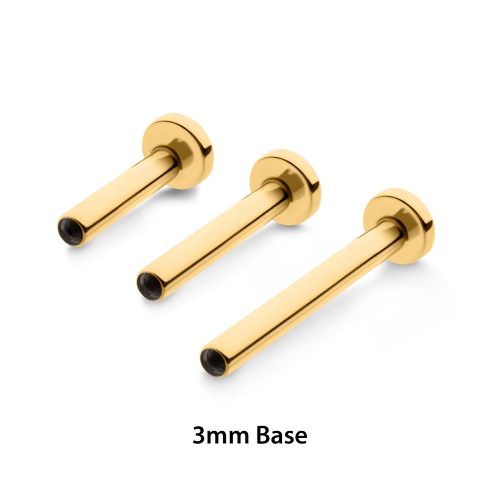 24KT-Gold PVD Titanium Internally Threaded Micro Labret Pin with 3mm Base