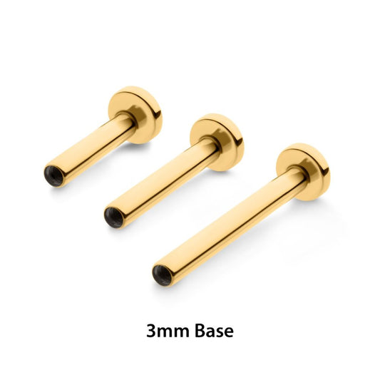 24KT-Gold PVD Titanium Internally Threaded Micro Labret Pin with 3mm Base