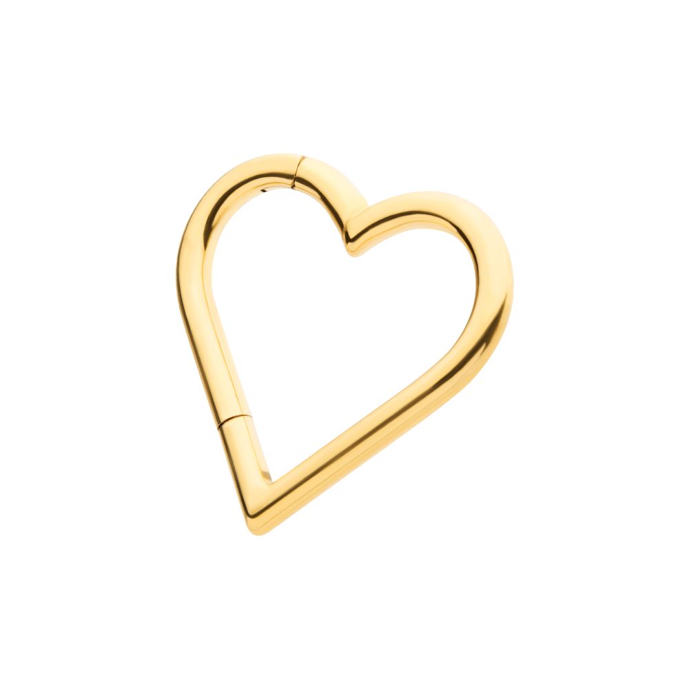 24Kt Gold PVD Titanium Heart Shape Hinged Segment Clicker