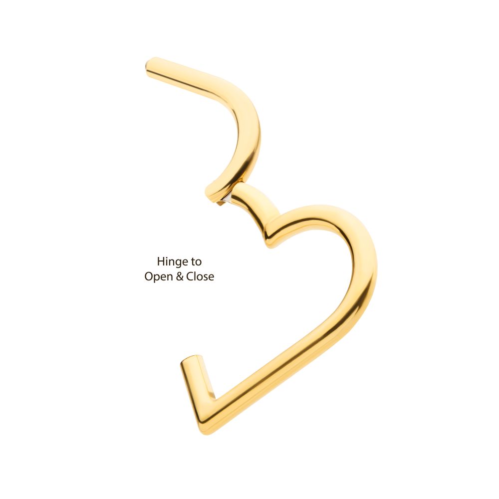 24Kt Gold PVD Titanium Heart Shape Hinged Segment Clicker