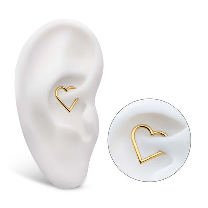 24Kt Gold PVD Titanium Heart Shape Hinged Segment Clicker